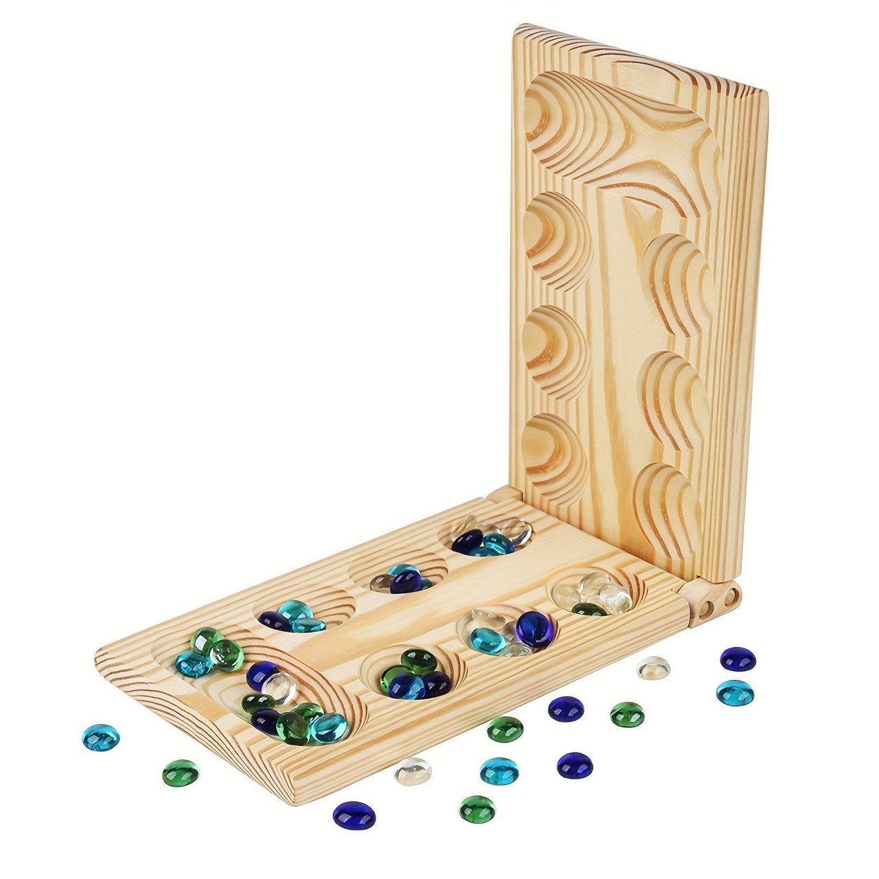 Toystar EcoToys Mancala Game Set | Foldable Wooden Board Game with Multicolor Beads - Family Fun for Kids & Adults - Opvou...