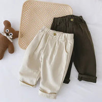 Thumbnail for Casual Boys' Pants with Elastic Waistband – Beige/Brown, Comfortable & Stylish for Boys 1-7 Years