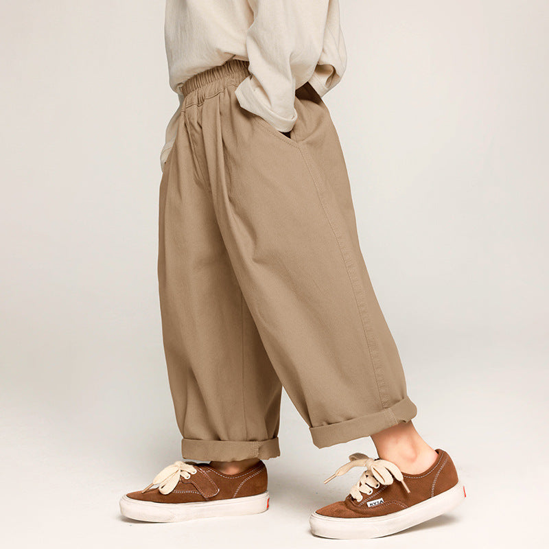 Comfortable Unisex Cotton Pants for Kids – Khaki/Grey, Sizes 2-7 Years, Soft & Breathable