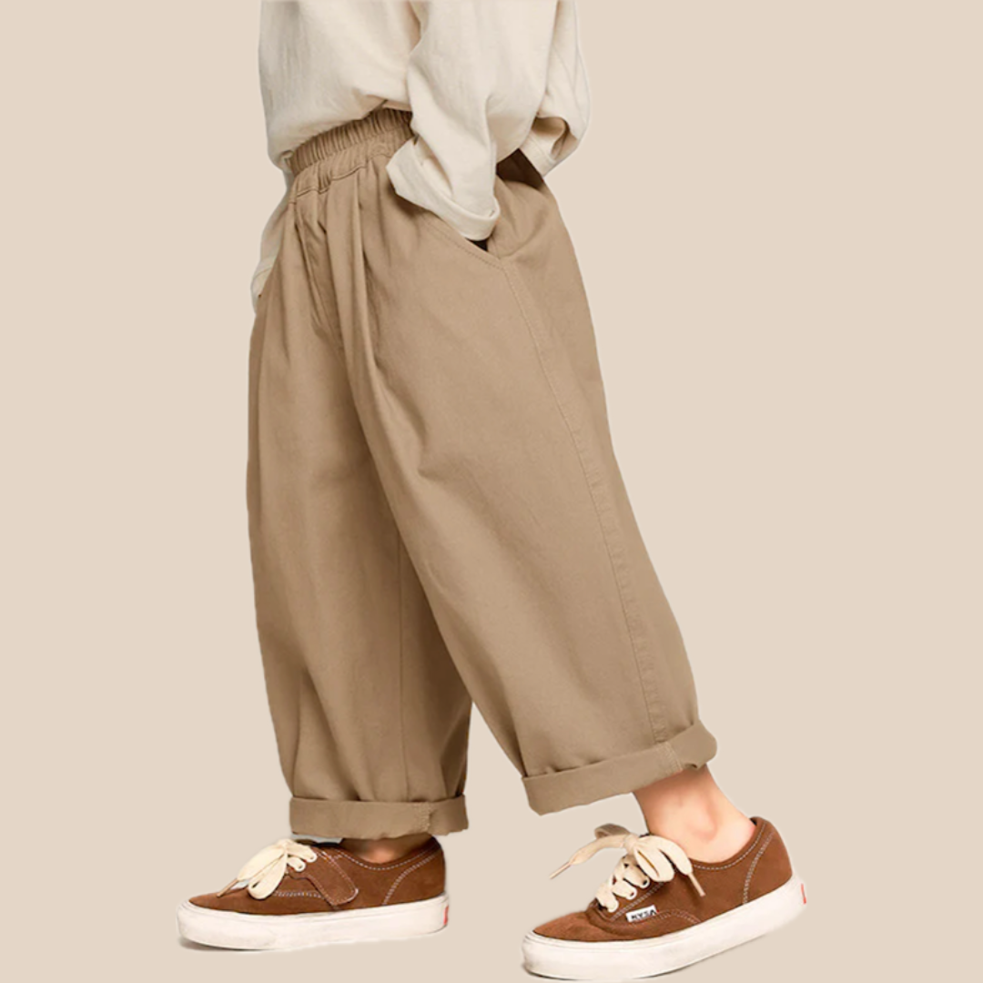 Comfortable Unisex Cotton Pants for Kids – Khaki/Grey, Sizes 2-7 Years, Soft & Breathable