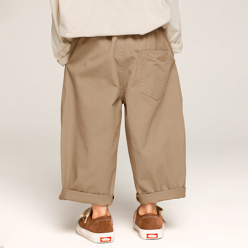 Comfortable Unisex Cotton Pants for Kids – Khaki/Grey, Sizes 2-7 Years, Soft & Breathable