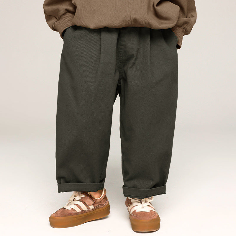 Comfortable Unisex Cotton Pants for Kids – Khaki/Grey, Sizes 2-7 Years, Soft & Breathable