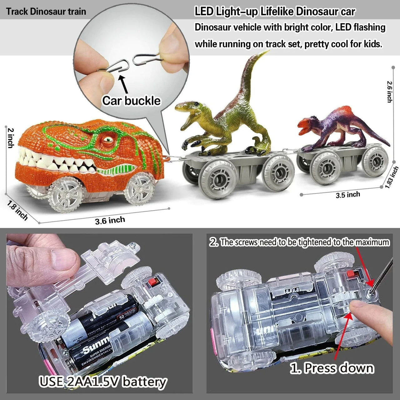 Racing Dinosaur Train Set | Imaginative Train Track Set for Unprecedented Play Fun - Including Extra Dino and Train Car