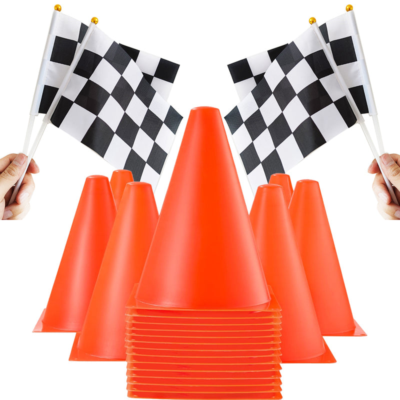 Toystar Traffic Cones and Racing Flags | Make your Party Spectacular - Ideal for Race Car Theme - Maak je Feest Spectacula...