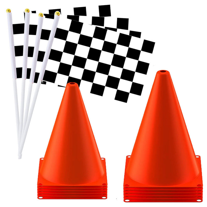 Toystar Traffic Cones and Racing Flags | Make your Party Spectacular - Ideal for Race Car Theme - Maak je Feest Spectacula...