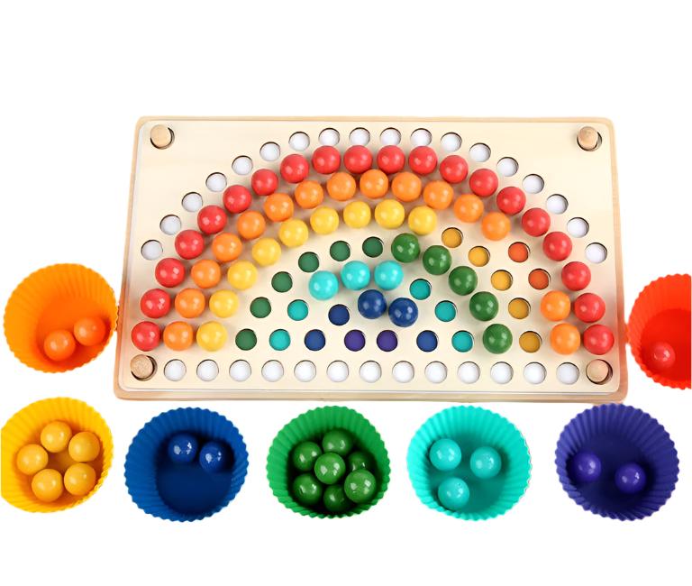 Toystar EcoToys Wooden Rainbow Board | Educational Puzzle Game - Colors and Shapes - Educatief Puzzelspel - Kleuren en Vormen