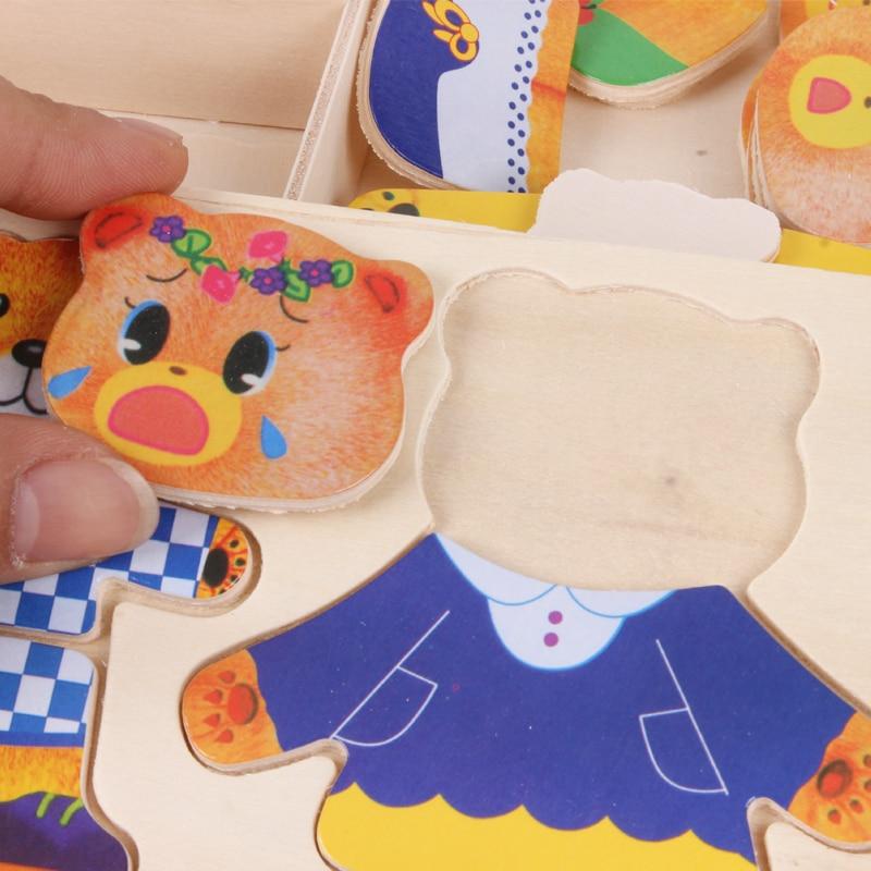 Toystar EcoToys Cartoon Bear Clothing Puzzle | Educational Wooden Game - Learn with Clothes Changes - Educatief Houten Spe...