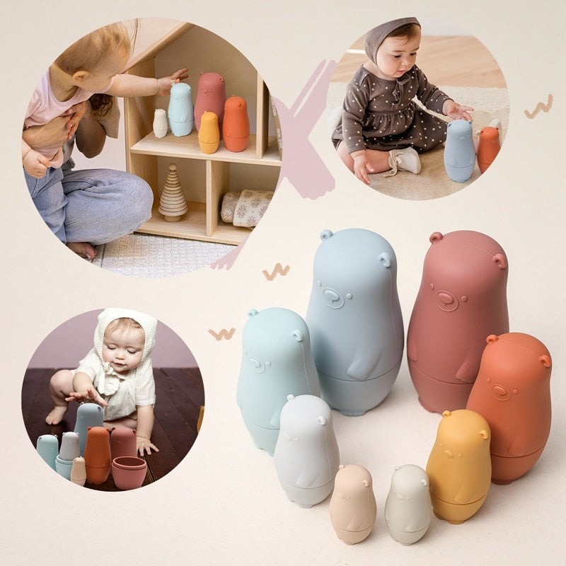 Toystar NestiePlay | Learning through play - Silicone stackable matryoshka dolls - Spelenderwijs leren - Silicone stapelba...