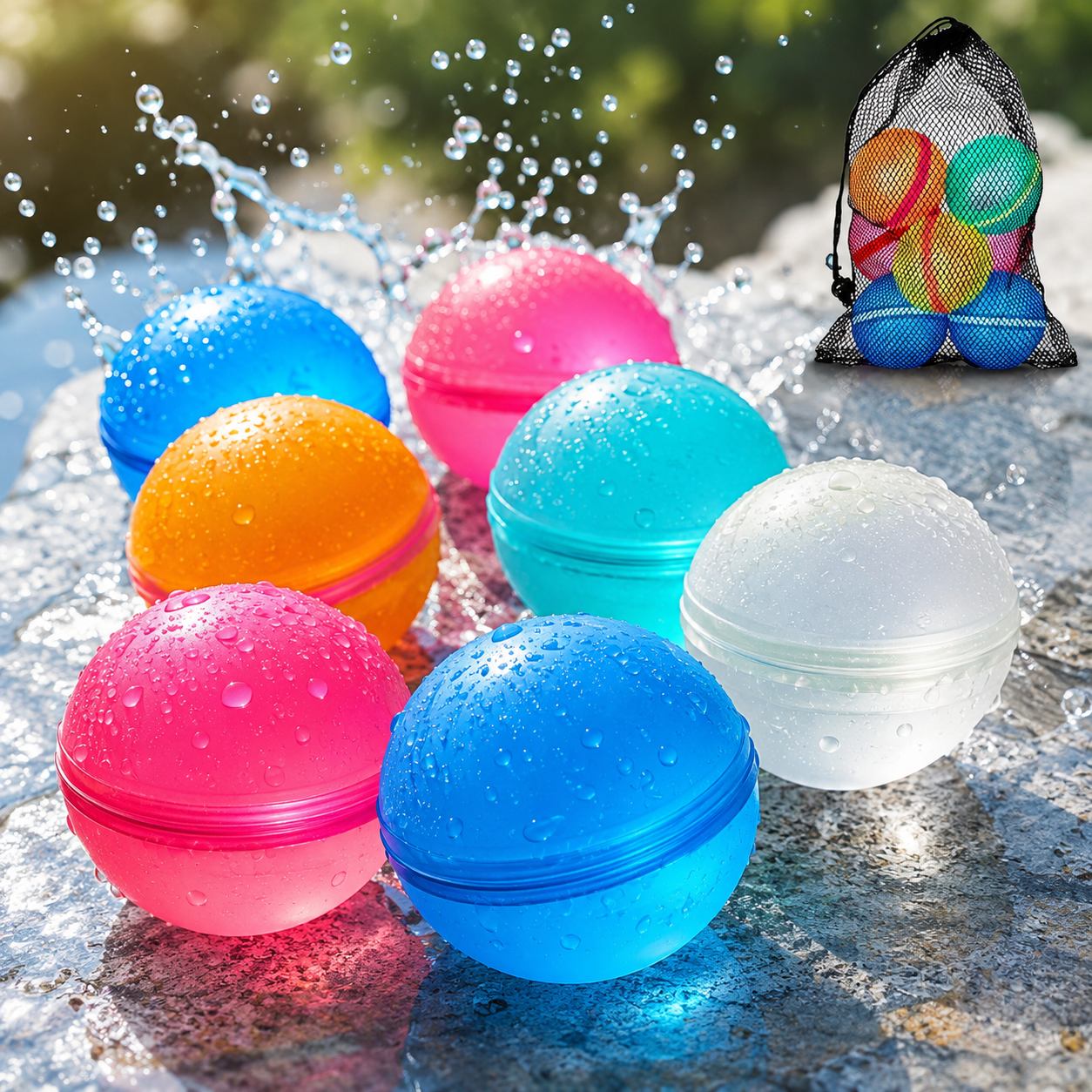 Toystar Reusable Water Balloon Set | 10 Magnetic Water Balls – Quick Self-closing for Summer Water Fun