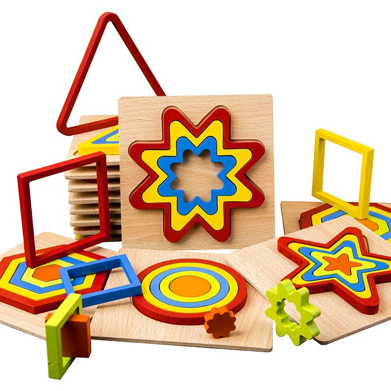 Toystar EcoToys Geometric Puzzle | Educational puzzle with shapes - Geometric Wooden Puzzle - Educatief puzzelen met vorme...