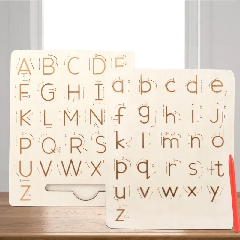 Toystar Ecotoys CleverTrace | Encourage playful learning - Double-sided wooden alphabet and number board - Stimuleer spele...