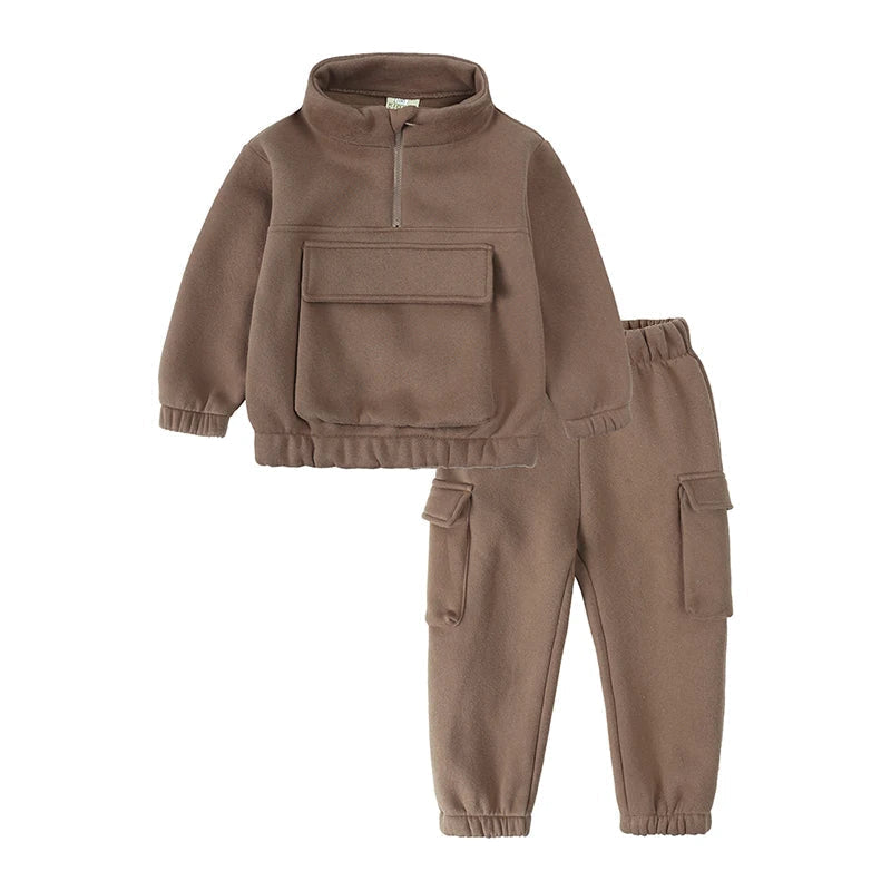 Cotton Half Zip Tracksuit | 2-Piece, 12 Months to 7 Years – Stylish and Comfortable