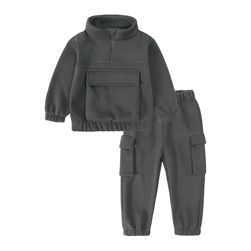 Cotton Half Zip Tracksuit | 2-Piece, 12 Months to 7 Years – Stylish and Comfortable