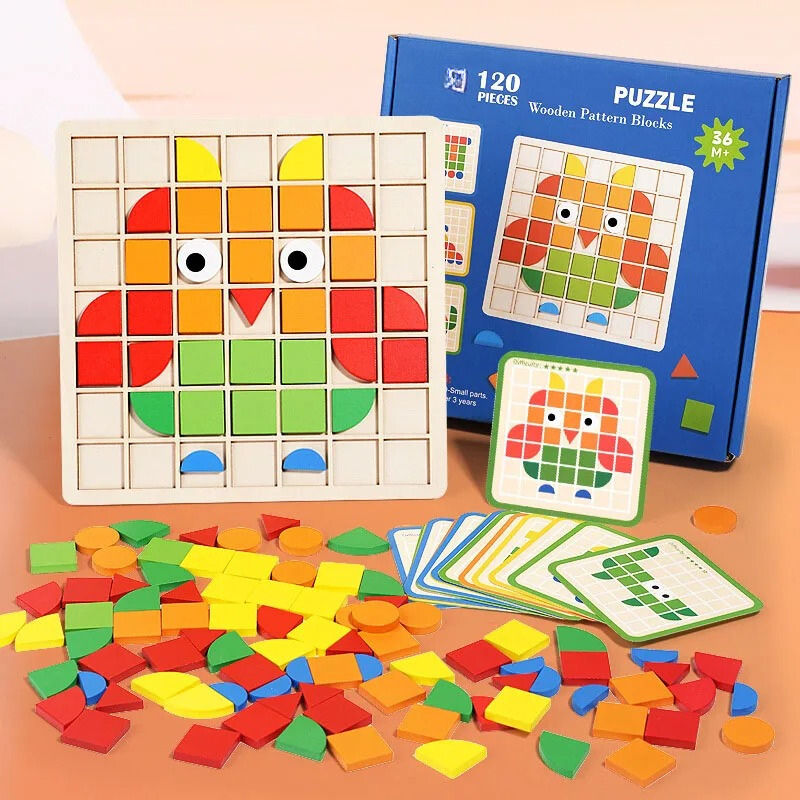 Toystar EcoToys MosaFun | Creative learning - Wooden mosaic puzzle for children - Creatief leren - Houten mozaïek puzzel v...