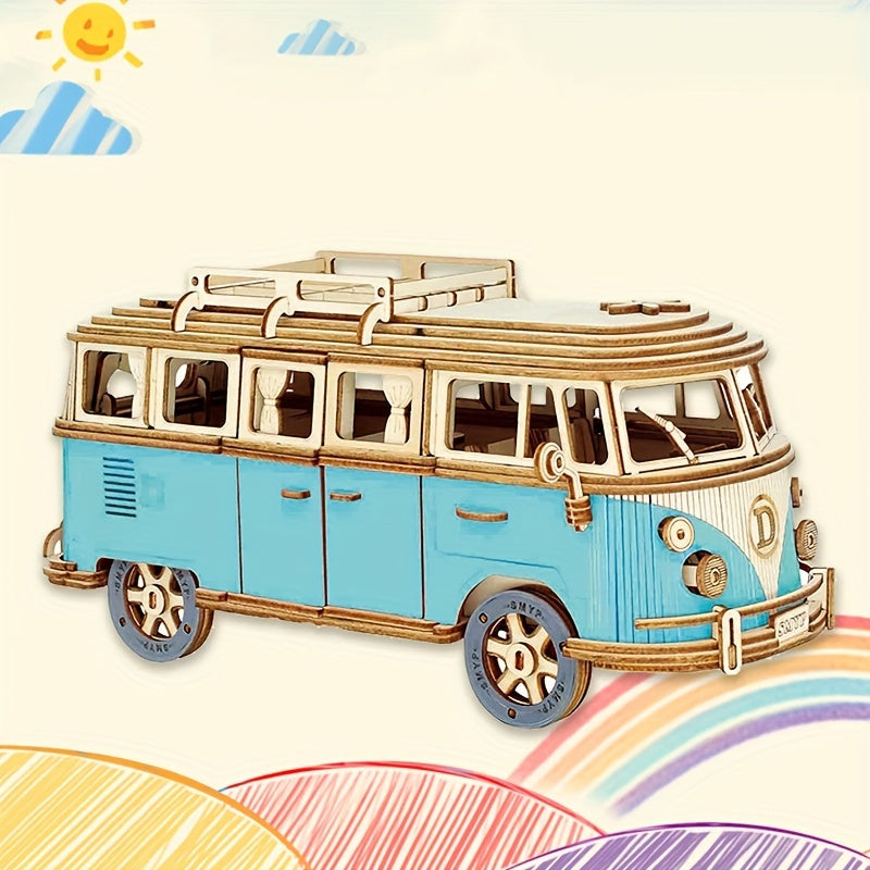 Toystar NL EcoToys BrightCamper | Wooden 3D Puzzle Camper for Kids and Adults, Educational and Creative Design - 3D Puzzel...