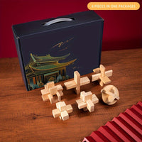 Thumbnail for Toystar NL EcoToys BrainBlocks | Wooden Brainteaser Set with 6 Challenging Kongming Slot Puzzles for All Levels - Houten B...