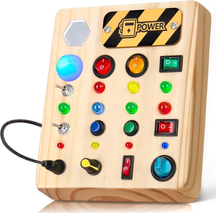 Toystar Ecotoys Wooden Wonder Disk | Create endless fun! - Montessori LED Busy Board for educational adventures - Creëer e...