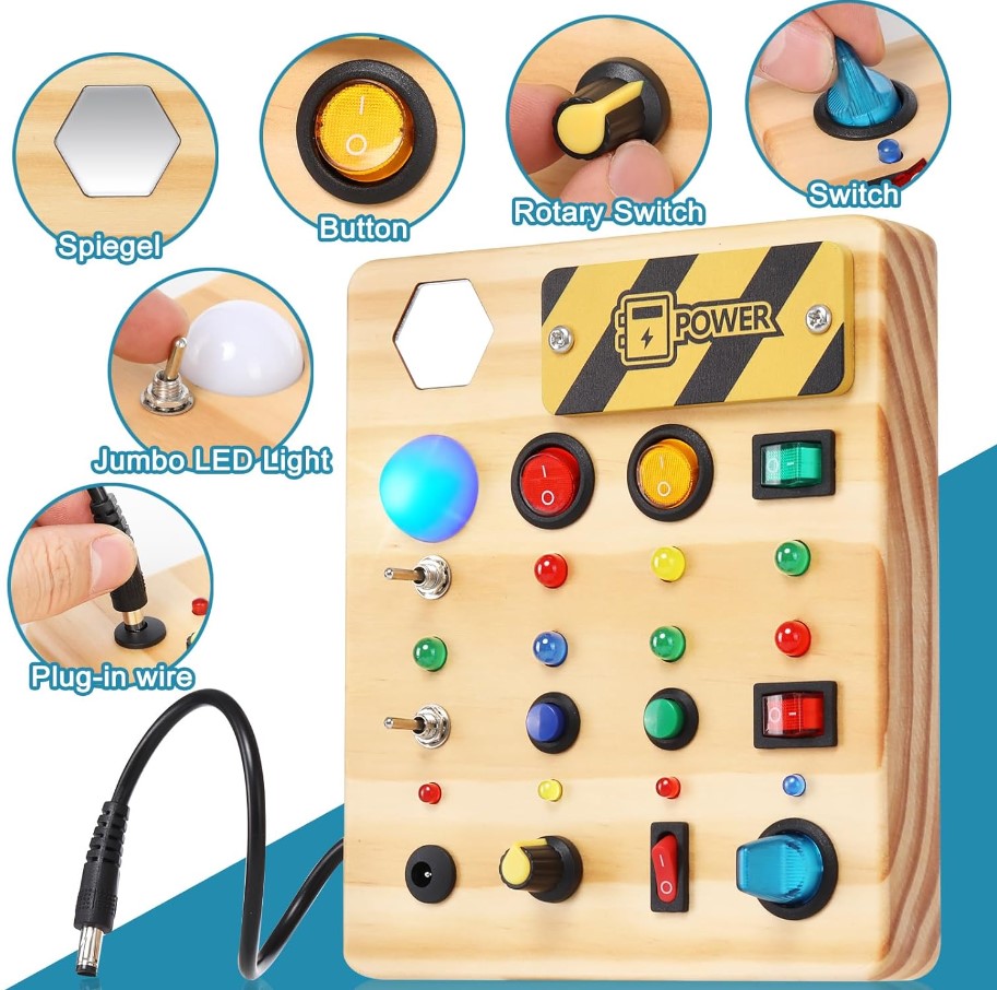 Toystar Ecotoys Wooden Wonder Disk | Create endless fun! - Montessori LED Busy Board for educational adventures - Creëer e...