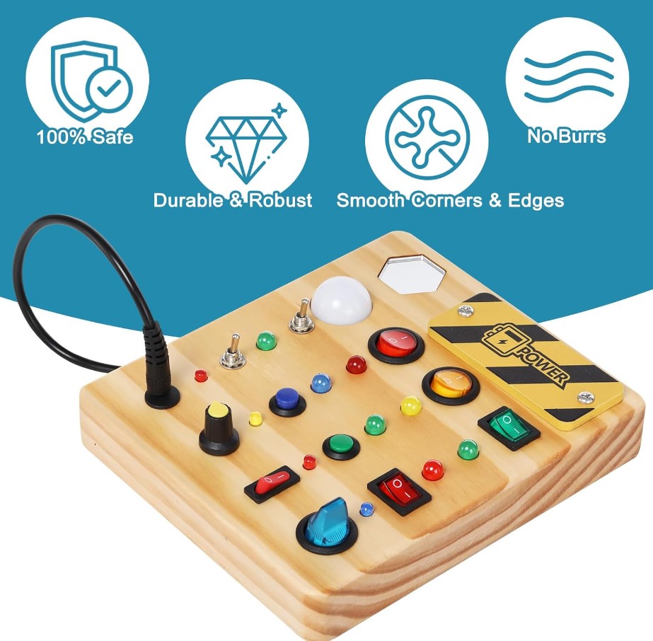 Toystar Ecotoys Wooden Wonder Disk | Create endless fun! - Montessori LED Busy Board for educational adventures - Creëer e...