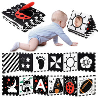 Thumbnail for Montessori Baby Sensory Book van Zacht Polyester met Hoge Contrastpatronen en Babyveilige Spiegel voor 0-12 Maanden 0