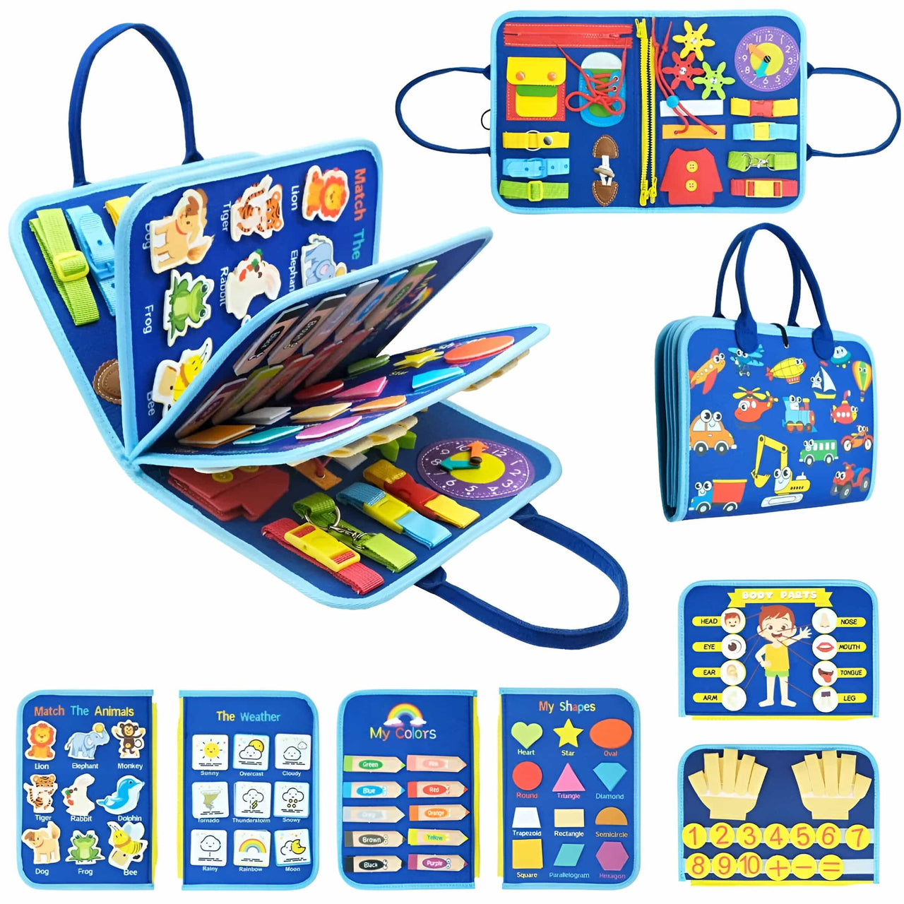 Toystar NL Montessori MagicBook | Interactive book 2+ with laces and zippers – Develop self-confidence through playful lea...