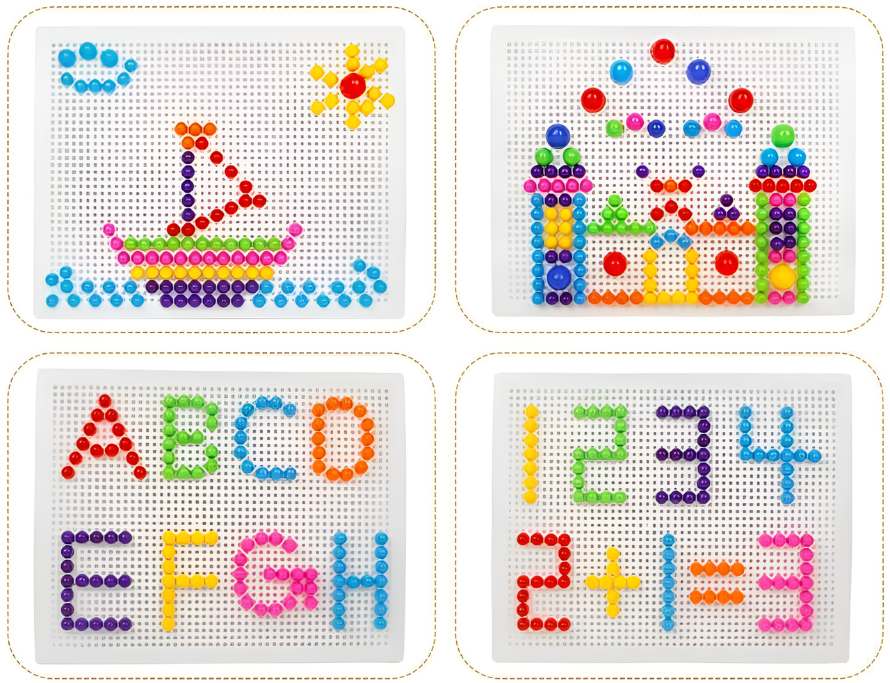 Montessori Paddenstoel Pegboard Educatief Speelgoed voor Kinderen met 296 Kleurige Spijkers - Creatief Speelgoed 3+ Jaar 1
