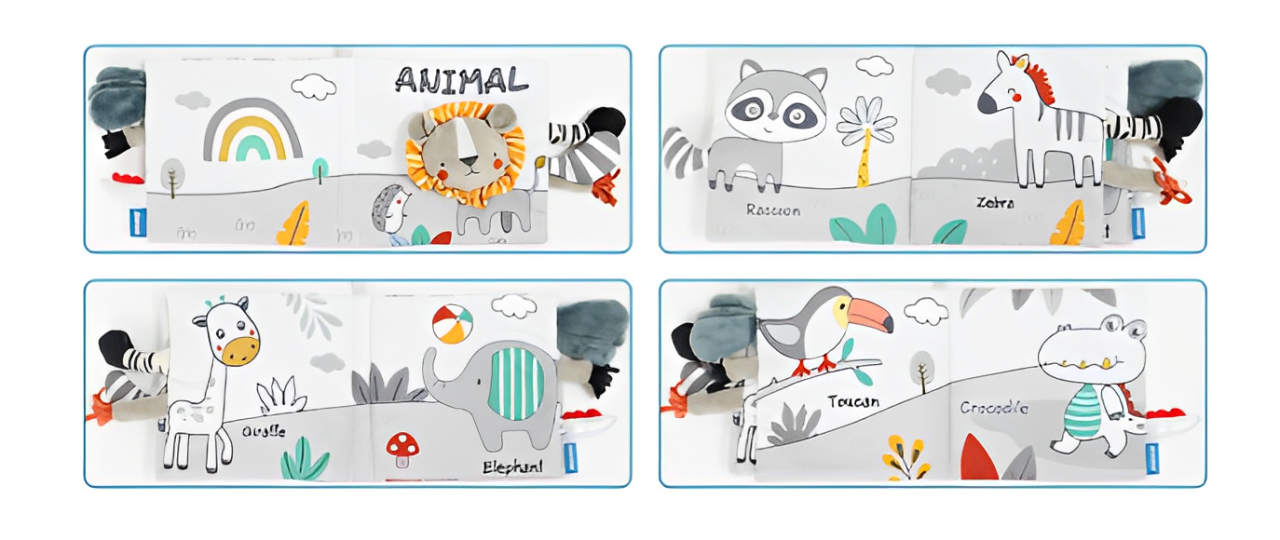 Montessori Sensory Cloth Book voor Baby's met 3D Texturen en Geluiden, Veilig en Duurzaam, Ideaal voor Peuters tot 12 Maanden 4