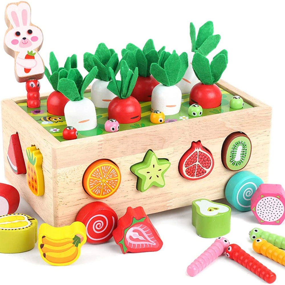 Toystar NL FruitFarm | Montessori Garden Shapes Sorter Wooden Educational Toys for Toddlers - Fruits and Vegetables - Mont...
