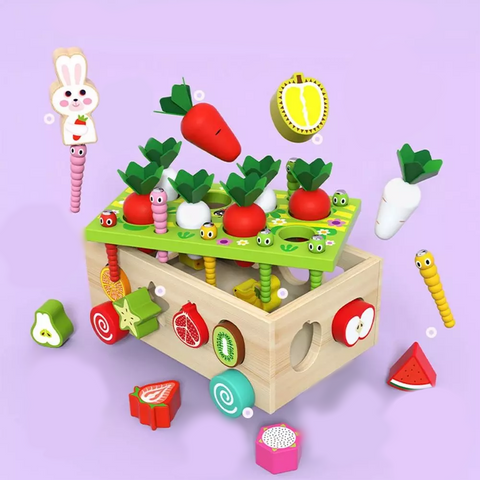 Toystar NL FruitFarm | Montessori Garden Shapes Sorter Wooden Educational Toys for Toddlers - Fruits and Vegetables - Mont...