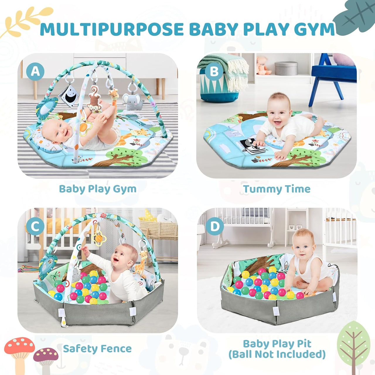 Toystar NL PlayNest 8-in-1 | Interactive Baby Play Mat for Growth and Play - Multifunctional Baby Play Mat with Removable ...