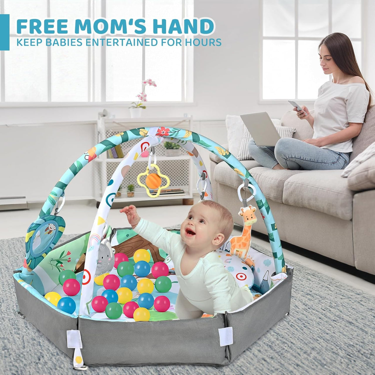 Toystar NL PlayNest 8-in-1 | Interactive Baby Play Mat for Growth and Play - Multifunctional Baby Play Mat with Removable ...