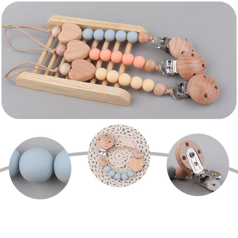 Toystar Ecotoys CozyClip™ | Safe & stylish - Wooden pacifier chain for babies - Veilig & stijlvol - Houten speenketting vo...