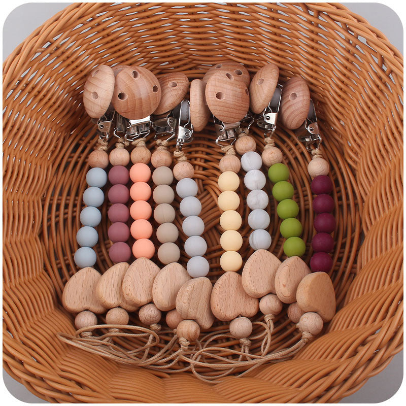 Toystar Ecotoys CozyClip™ | Safe & stylish - Wooden pacifier chain for babies - Veilig & stijlvol - Houten speenketting vo...