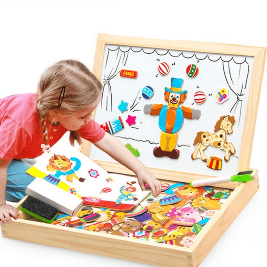 EcoToys Creative Playboard | Stimulate Your Child's Imagination - Wooden Magnetic Chalkboard