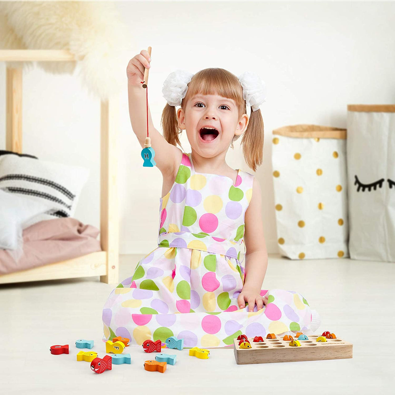 Toystar EcoToys Fishing fun | Lively Learning Experience - Wooden Magnetic Fishing Game for Kids - Levendige leerervaring ...