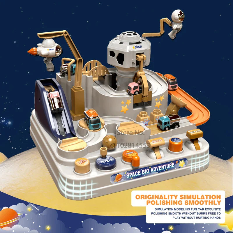 Toystar GalaxyTrack | Space adventure for young explorers - Train track and parking garage playset for children - Ruimteav...