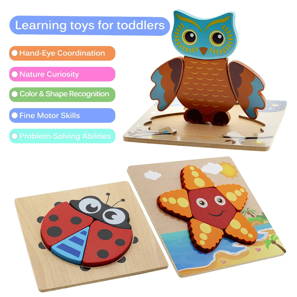 Toystar AquaPuzzle | Underwater Discovery - Wooden Sea Animals Puzzle for Toddlers - Onderwater ontdekking - Houten zeedie...