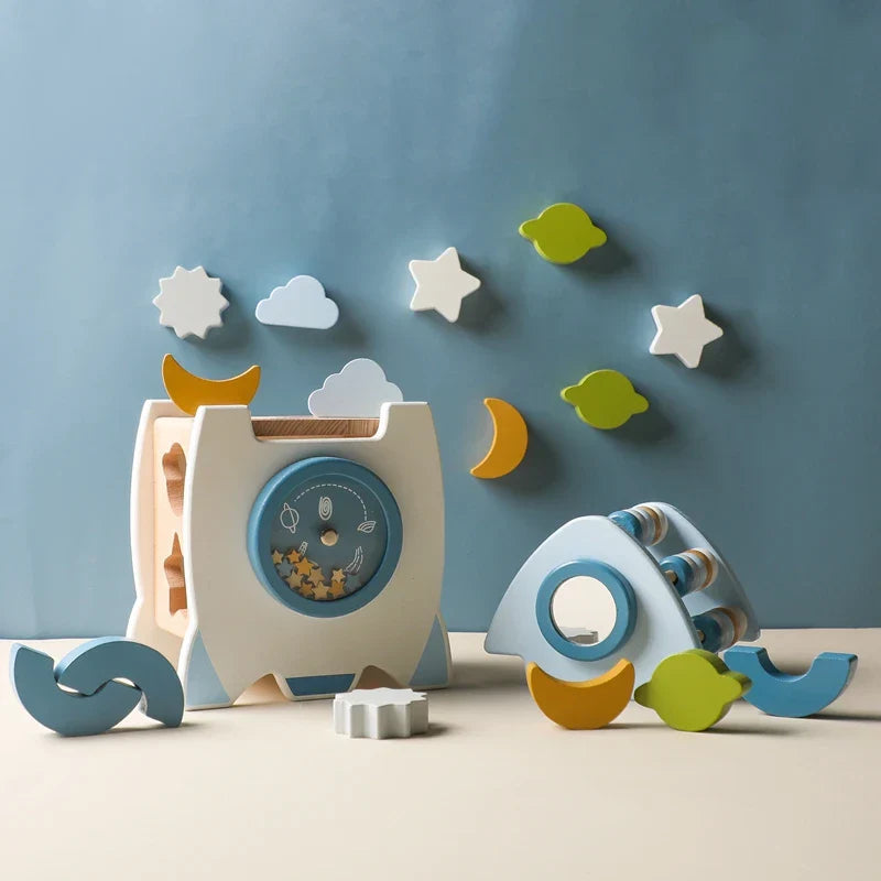 EcoToys SpaceBlocks | Education and Fun - Wooden Rocket Blocks Set