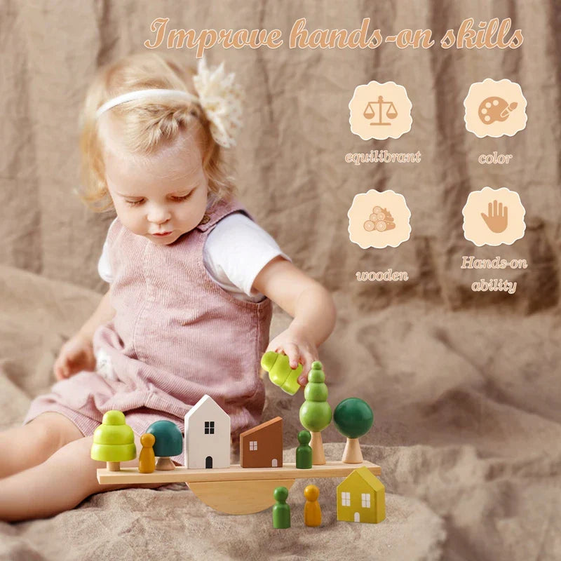 Toystar ForestBalance | Stack, string and play - Wooden balancing game with forest animals - Stapel, rijg en speel - Houte...