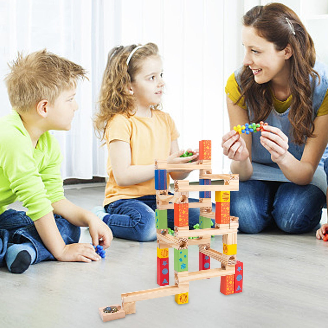 Toystar EcoToys Wooden Marble Race Track | Educational - Fun Game for Kids - Educatief - Leuk Spel voor Kinderen (5)