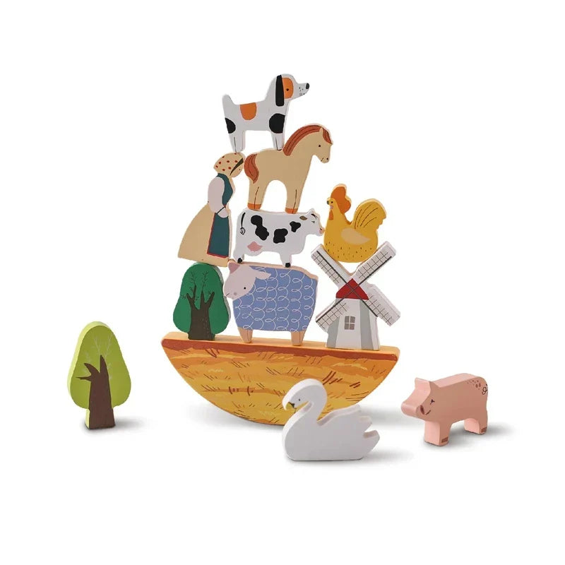 Toystar ForestBalance | Stack, string and play - Wooden balancing game with forest animals - Stapel, rijg en speel - Houte...