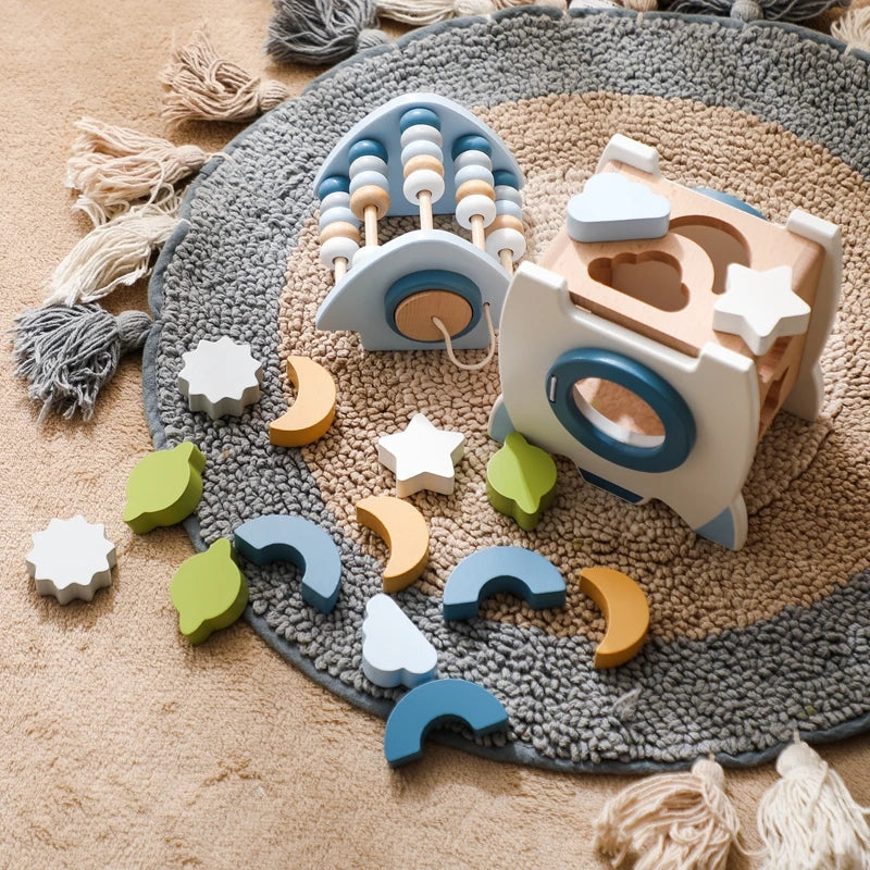 EcoToys SpaceBlocks | Education and Fun - Wooden Rocket Blocks Set