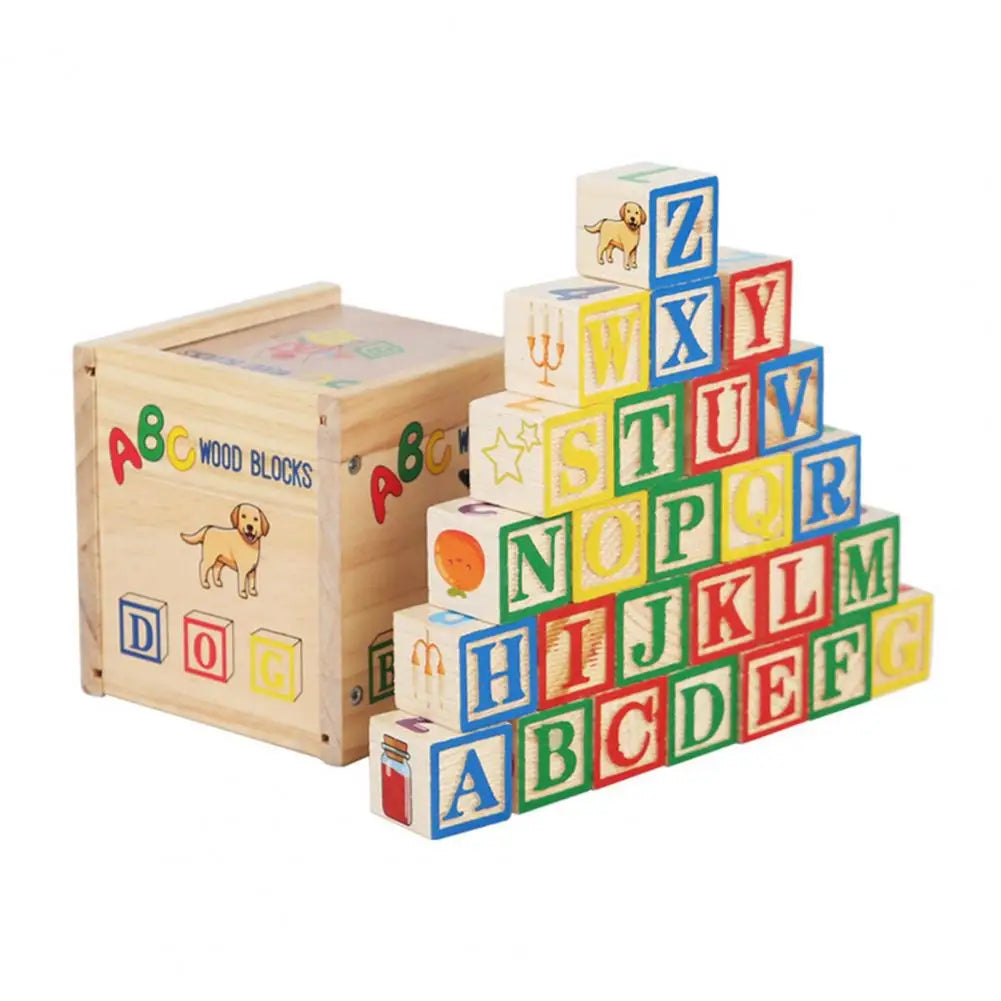 ABCStack | Learning and building - Wooden alphabet blocks with storage box