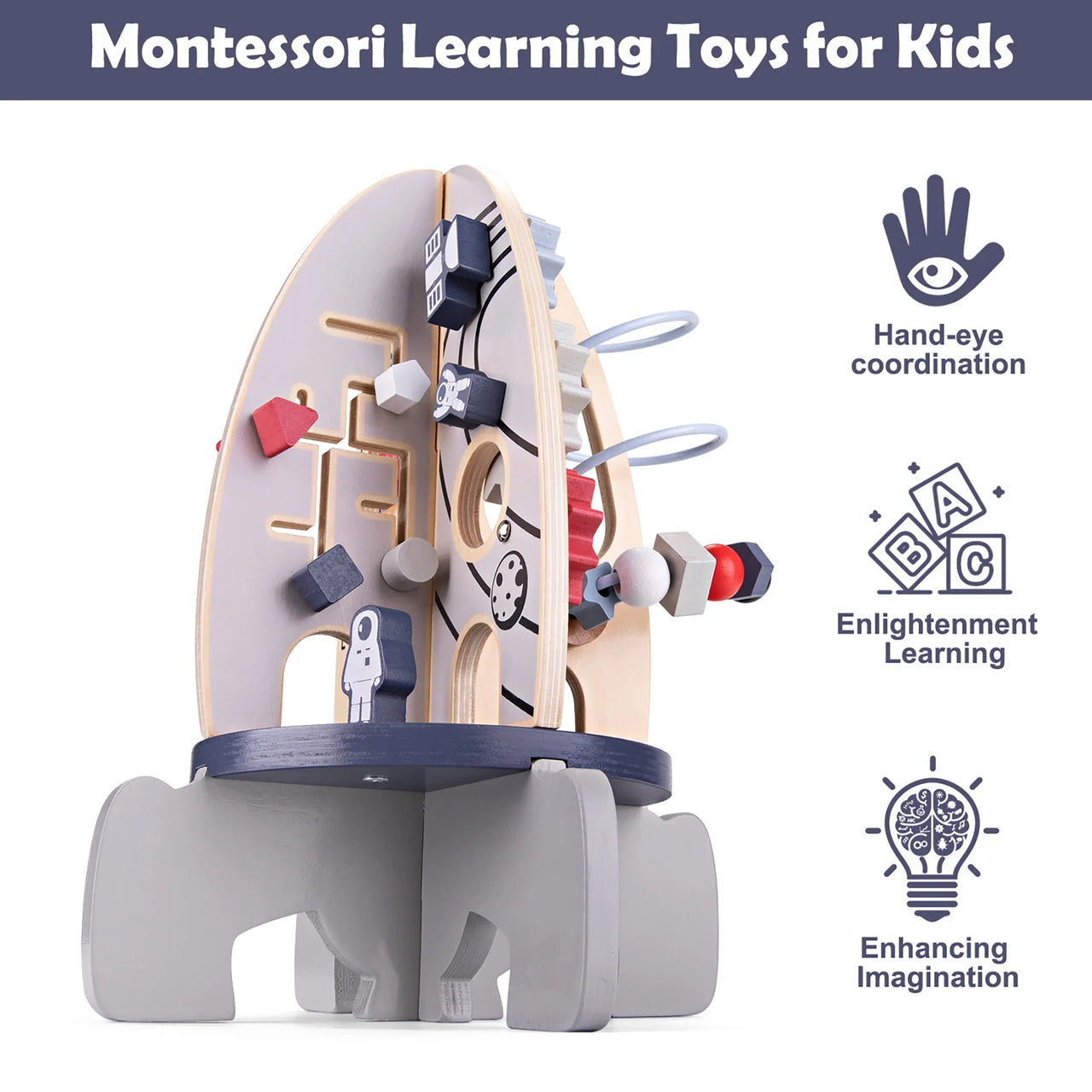 Toystar RocketQuest | Space adventure for little ones - Wooden activity cube with sensory toys - Ruimteavontuur voor klein...
