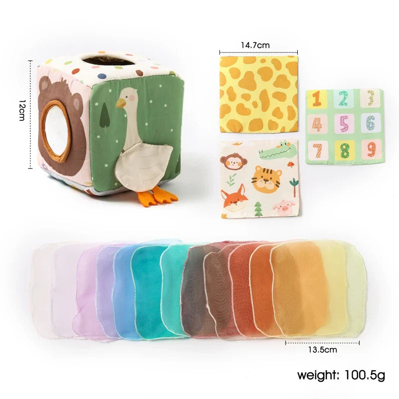 SnuzzieBox | Zintuiglijk Spelen – Montessori Tissuedoos Speelgoed voor Baby’s
