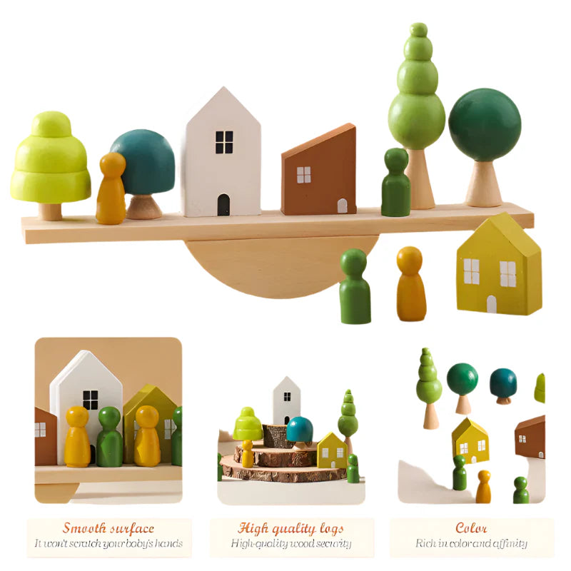 Toystar ForestBalance | Stack, string and play - Wooden balancing game with forest animals - Stapel, rijg en speel - Houte...