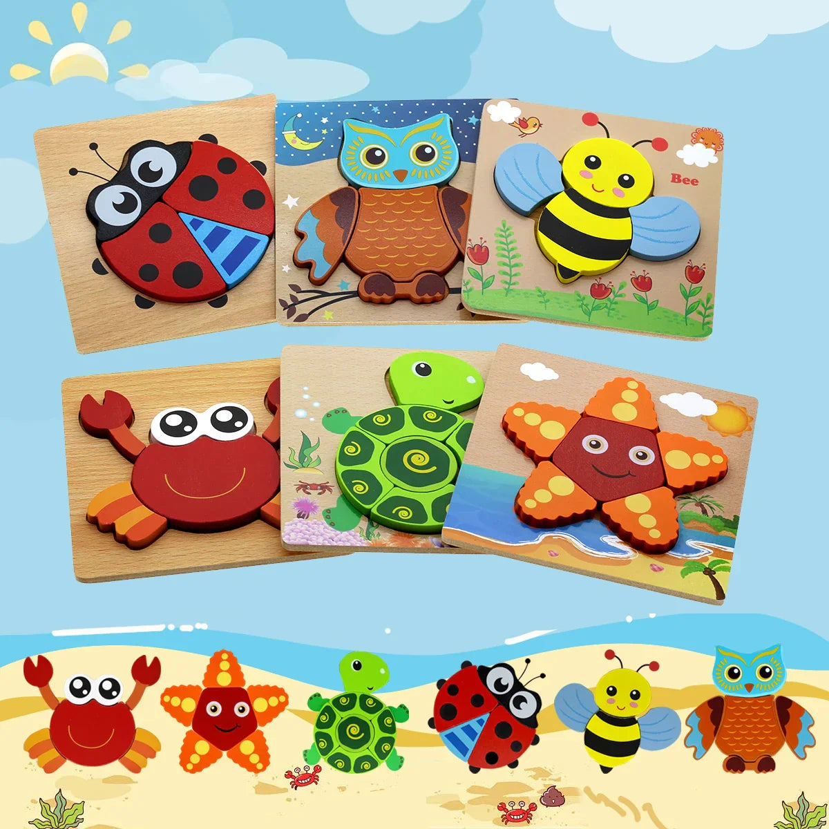 Toystar AquaPuzzle | Underwater Discovery - Wooden Sea Animals Puzzle for Toddlers - Onderwater ontdekking - Houten zeedie...