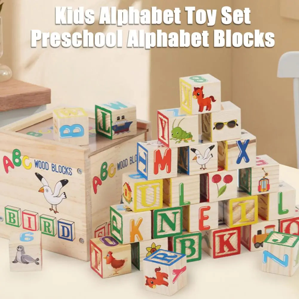 ABCStack | Learning and building - Wooden alphabet blocks with storage box