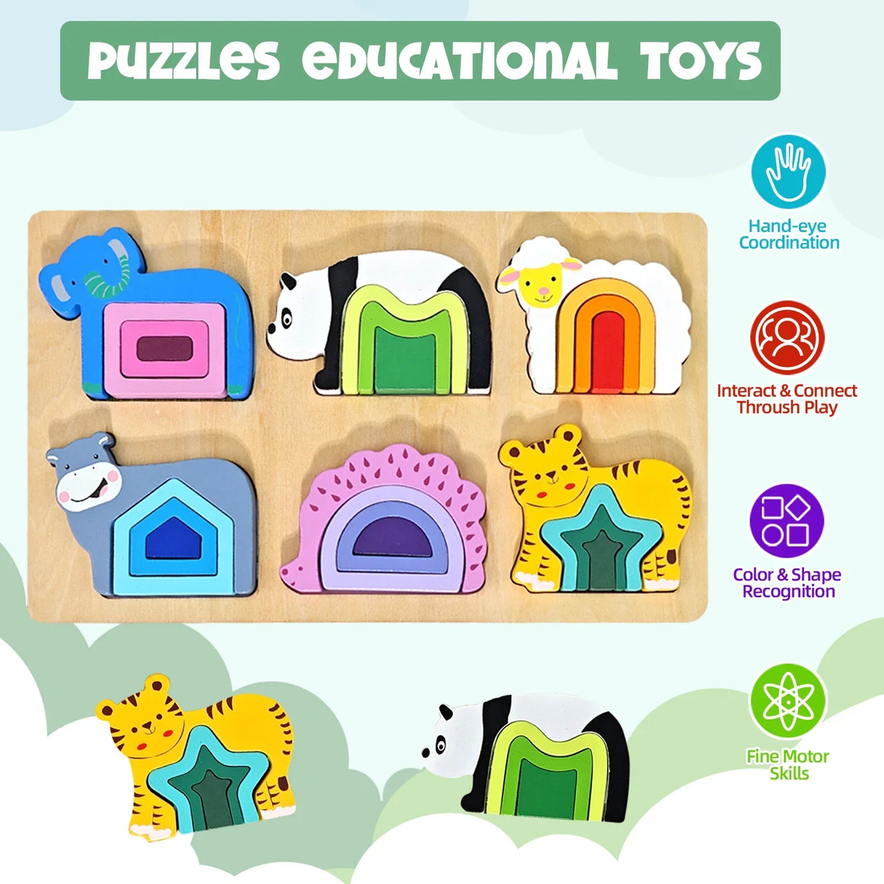 Toystar GeoZoo | Animal Puzzle Fun - Montessori Geometric Puzzle for Kids - Dierlijk puzzelplezier - Montessori geometrisc...