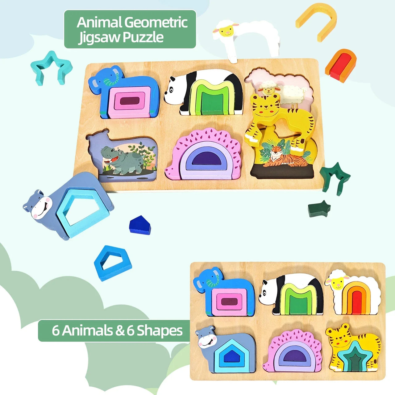 Toystar GeoZoo | Animal Puzzle Fun - Montessori Geometric Puzzle for Kids - Dierlijk puzzelplezier - Montessori geometrisc...